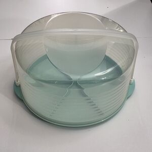 Tupperware Vintage Mint Color & Clear Cake & Bagel Taker Storage Snap Container